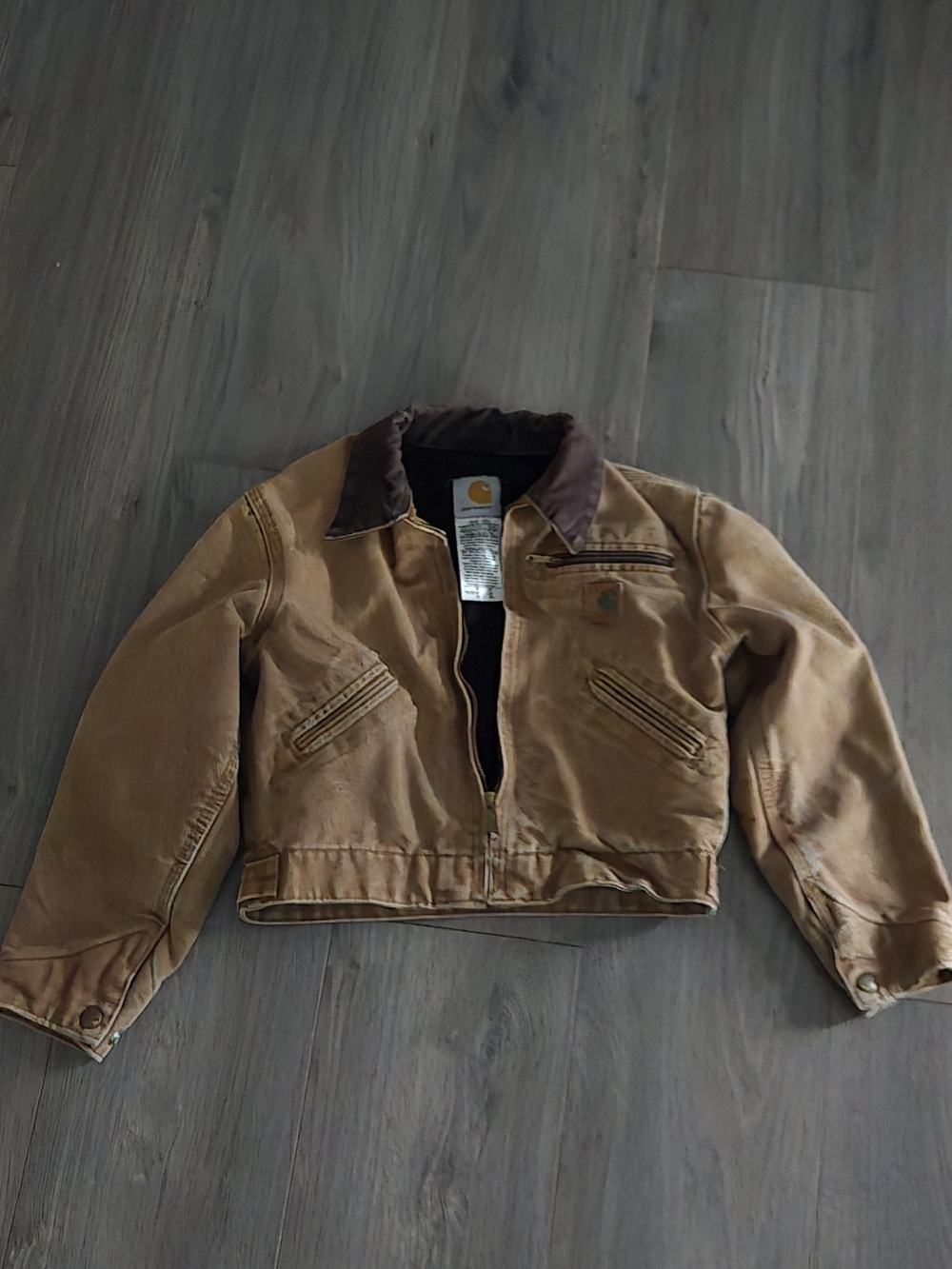 Vintage Carhartt Youth M Detroit Jacket YYJ97 BRN Blanket Lined Brown Workwear
